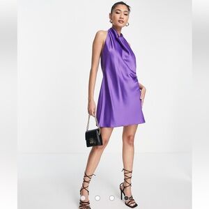 ASOS satin backless drape mini dress